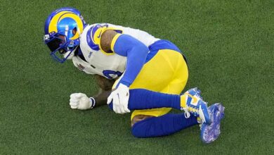 Los Angeles Rams wide receiver Odell Beckham Jr.  won't be back after a left knee injury