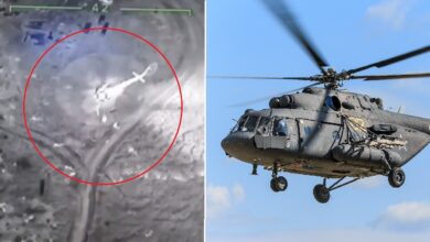 Ukrainian combat drone blows up Russian helicopter