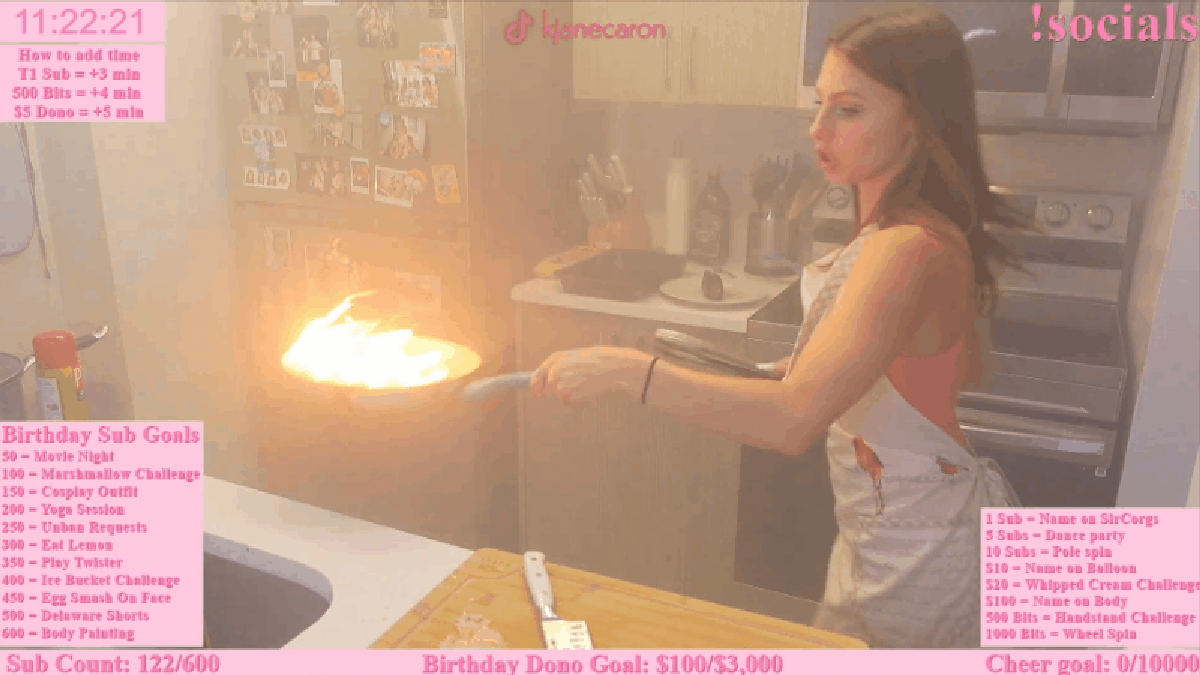 Twitch Streamer Kjanecaron nearly burned down the kitchen on stream