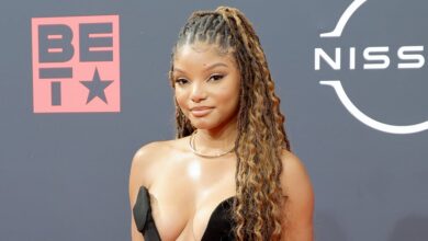 Halle Bailey Wears Corset and Cutout Skirt at the BET Awards