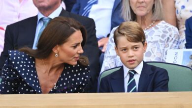 Kate Middleton and Prince George in navy blue at Wimbledon