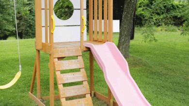 pink slide on playground set