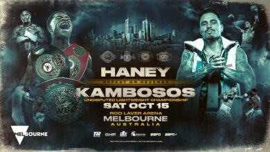 Image: Devin Haney vs. George Kambosos Jr II on October 15th on ESPN in Melbourne, Australia