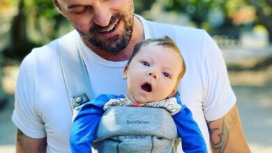 Brian Austin Green takes Baby Boy Zane for a walk in adorable new photo