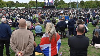 Crowds gather in Hyde Park to watch the Queen's funeral