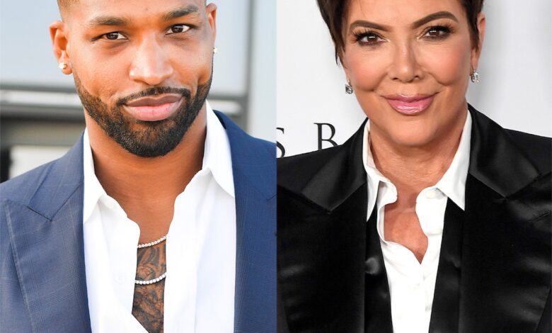 Kris Jenner shields Tristan Thompson from the sun while discussing baby names