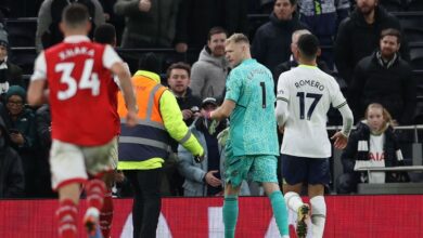 Arsenal goalkeeper Aaron Ramsdale was kicked by fans after victory over Tottenham