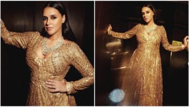 Neha Dhupia's golden dress is the epitome of festive fashion